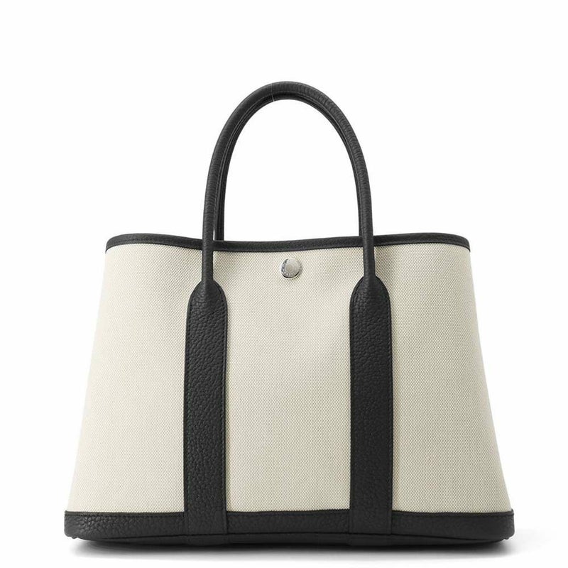 エルメス トートバッグ ガーデンパーティTPM ベージュ/ブラック/シルバー金具 トワルアッシュ/ネゴンダ K刻印 HERMES Garden Party 黒