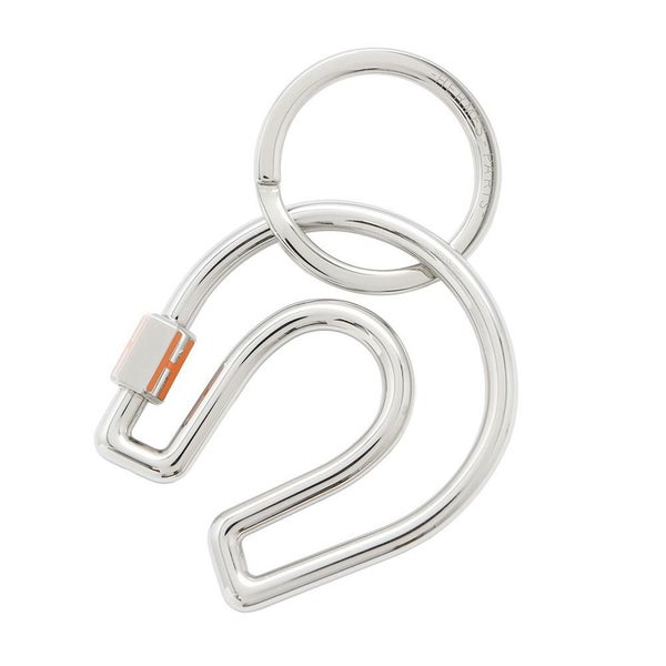 エルメス キーホルダー フェール・ア・シュヴァル Fer a Cheval オレンジ/シルバー金具 キーリング