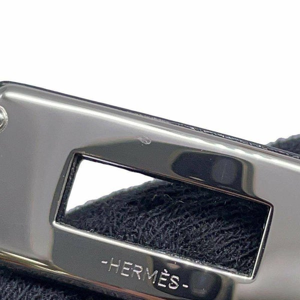 エルメス ブレスレット ケリー ドゥブルトゥール ブラック/シルバー金具 ボックスカーフ B刻印 サイズT2 黒