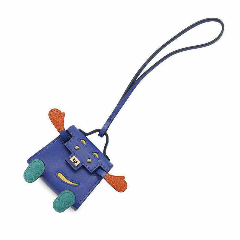 エルメス チャーム ビジュードサック ケリードール ブルーエレクトリック/フー/ヴェールヴェロン/ジョーヌナプル タデラクト U刻印