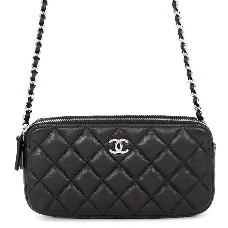 シャネル チェーンウォレット ココマーク マトラッセ ラムスキン A82527 CHANEL ポシェット 財布 黒