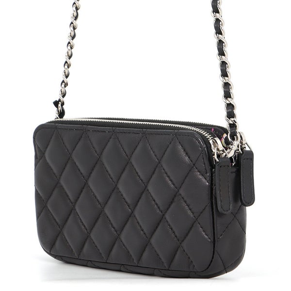 シャネル チェーンウォレット ココマーク マトラッセ ラムスキン A82527 CHANEL ポシェット 財布 黒