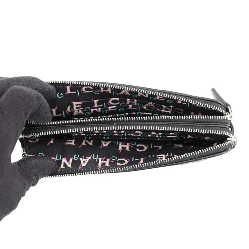 シャネル チェーンウォレット ココマーク マトラッセ ラムスキン A82527 CHANEL ポシェット 財布 黒