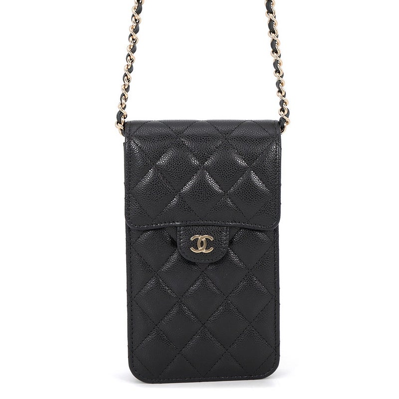 シャネル チェーンフォンケース マトラッセ ココマーク キャビアスキン AP3880 CHANEL バッグ 黒