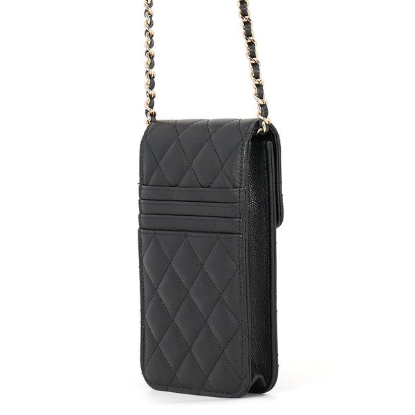 シャネル チェーンフォンケース マトラッセ ココマーク キャビアスキン AP3880 CHANEL バッグ 黒