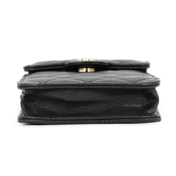 シャネル チェーンフォンケース マトラッセ ココマーク キャビアスキン AP3880 CHANEL バッグ 黒