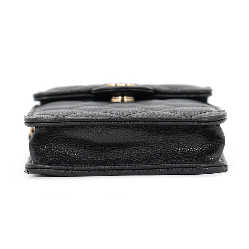 シャネル チェーンフォンケース マトラッセ ココマーク キャビアスキン AP3880 CHANEL バッグ 黒