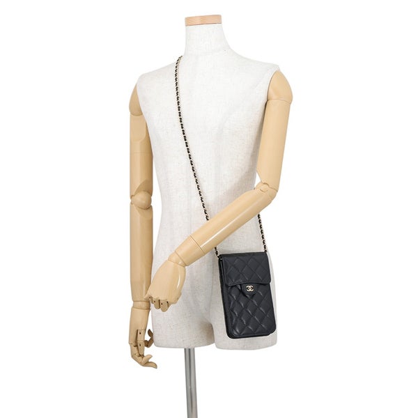 シャネル チェーンフォンケース マトラッセ ココマーク キャビアスキン AP3880 CHANEL バッグ 黒
