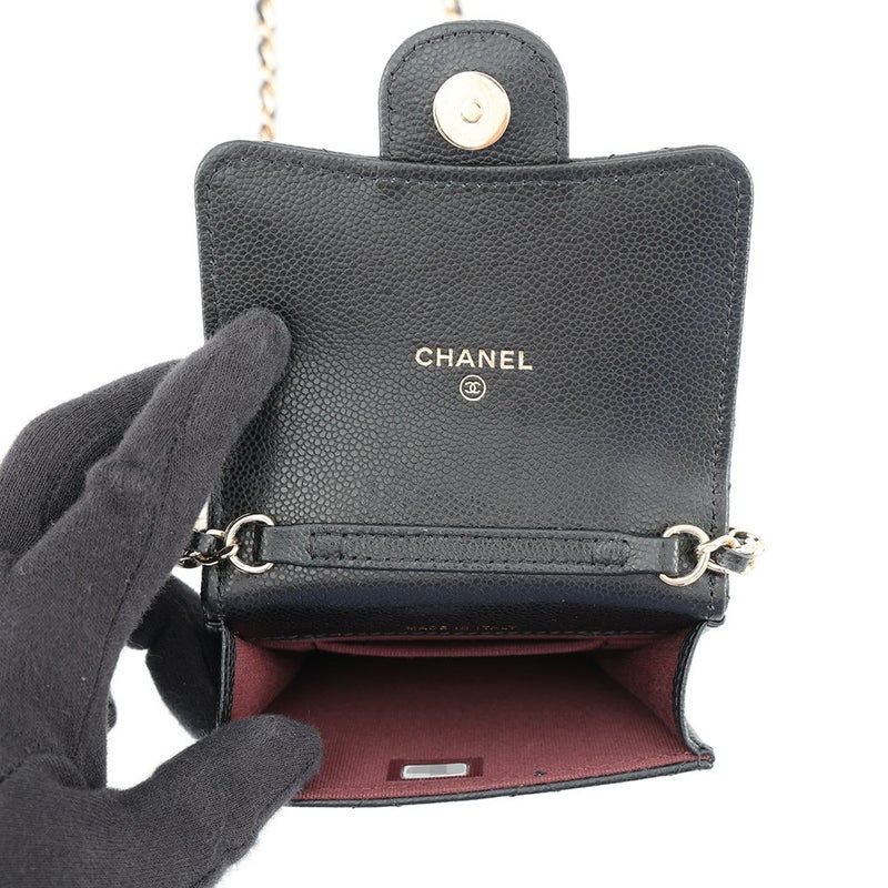 シャネル チェーンフォンケース マトラッセ ココマーク キャビアスキン AP3880 CHANEL バッグ 黒
