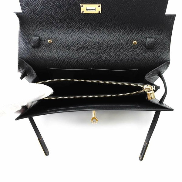 エルメス ケリーウォレット ロング トゥーゴー ブラック/ゴールド金具 ヴォーエプソン B刻印 財布 黒