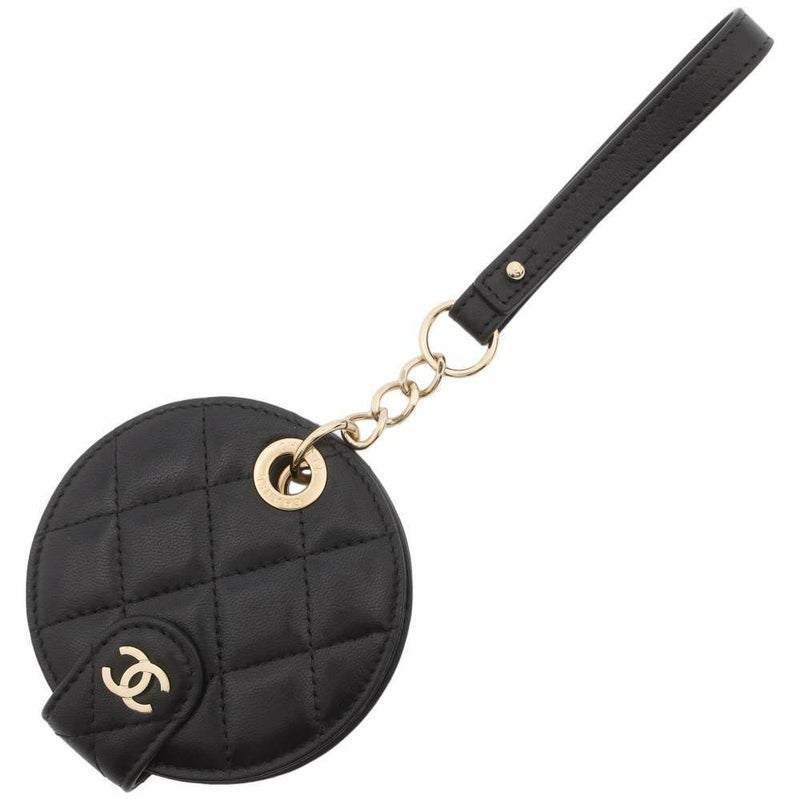 シャネル ネームタグ マトラッセ ココマーク ラムスキン CHANEL ノベルティ 黒