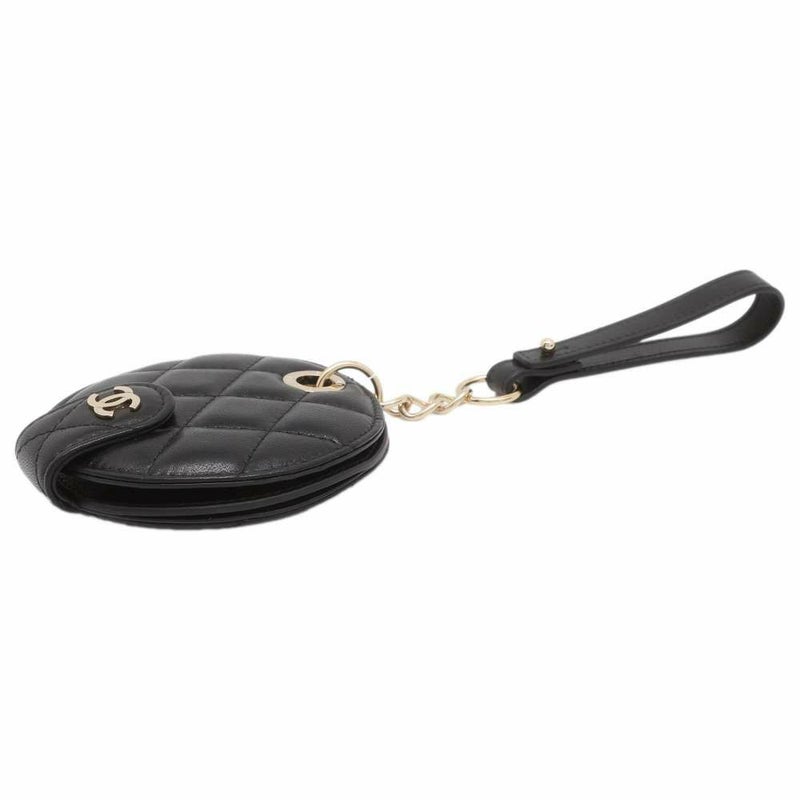 シャネル ネームタグ マトラッセ ココマーク ラムスキン CHANEL ノベルティ 黒