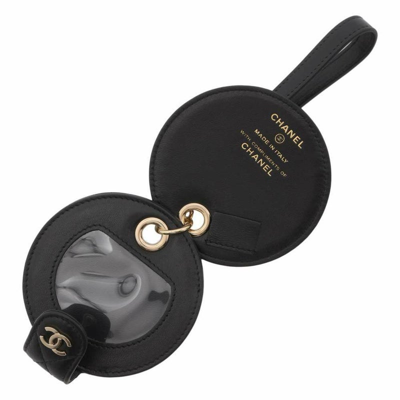 シャネル ネームタグ マトラッセ ココマーク ラムスキン CHANEL ノベルティ 黒