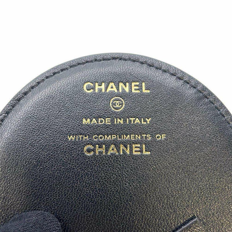 シャネル ネームタグ マトラッセ ココマーク ラムスキン CHANEL ノベルティ 黒