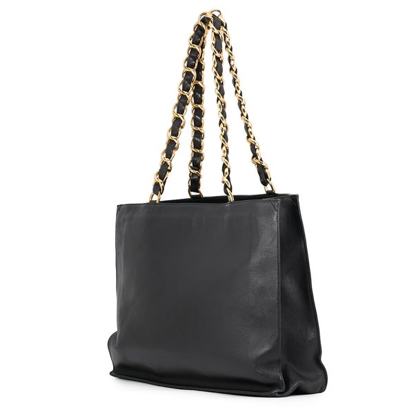 シャネル トートバッグ ココマーク レザー CHANEL バッグ デカココ チェーントート 黒