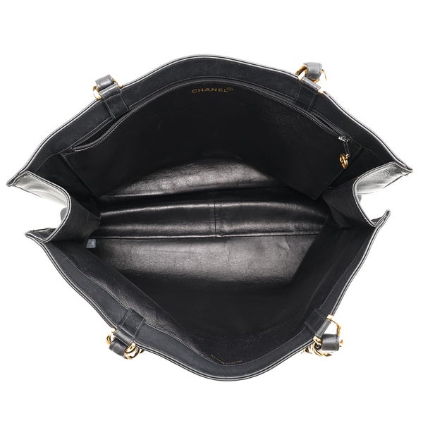 シャネル トートバッグ ココマーク レザー CHANEL バッグ デカココ チェーントート 黒