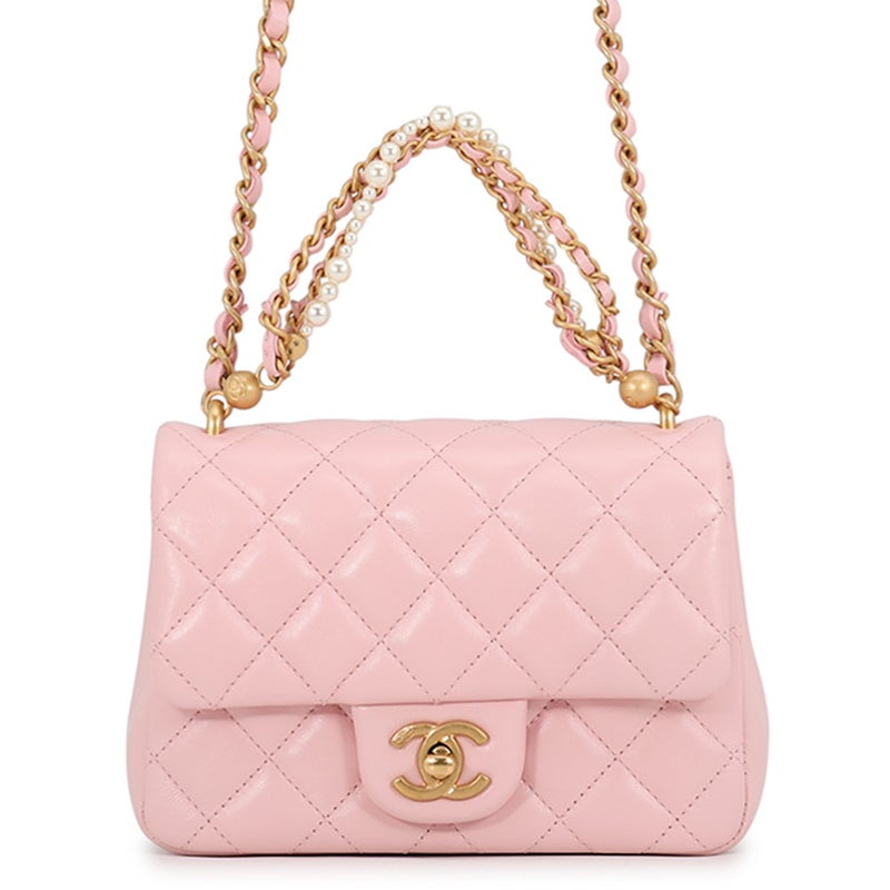 シャネル チェーンショルダーバッグ マトラッセ ココマーク フェイクパール カーフスキン CHANEL
