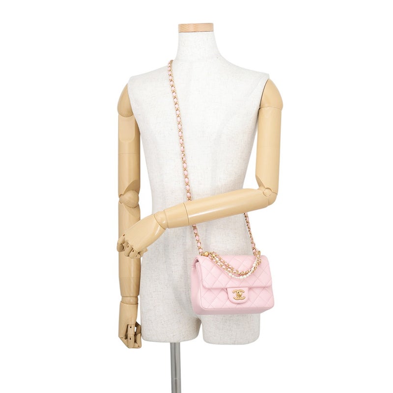 シャネル チェーンショルダーバッグ マトラッセ ココマーク フェイクパール カーフスキン CHANEL