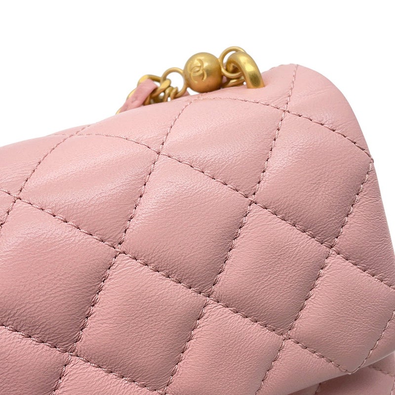 シャネル チェーンショルダーバッグ マトラッセ ココマーク フェイクパール カーフスキン CHANEL