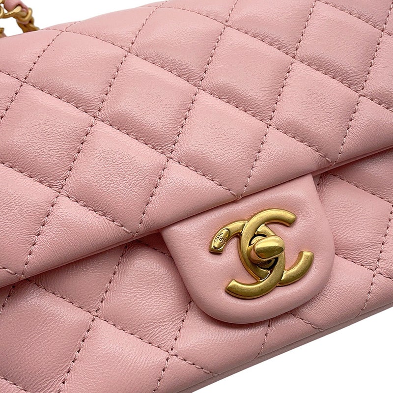 シャネル チェーンショルダーバッグ マトラッセ ココマーク フェイクパール カーフスキン CHANEL
