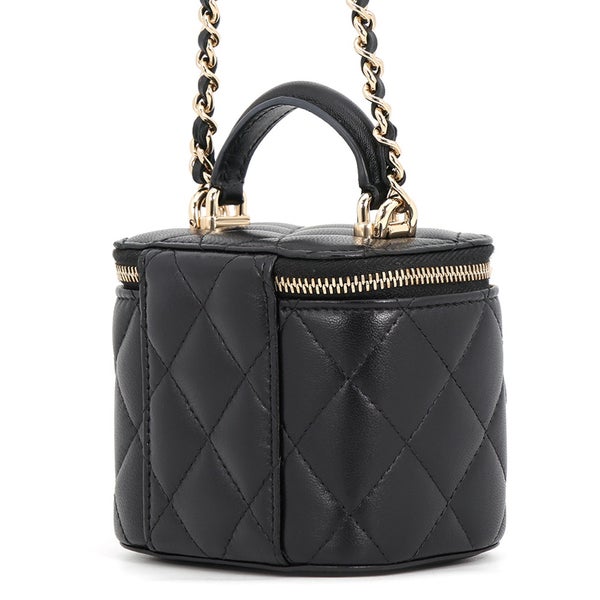シャネル チェーンショルダーバッグ スモール バニティケース ラムスキン AP2198 CHANEL ポシェット ヴァニティ 黒