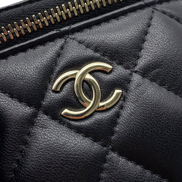 シャネル チェーンショルダーバッグ スモール バニティケース ラムスキン AP2198 CHANEL ポシェット ヴァニティ 黒