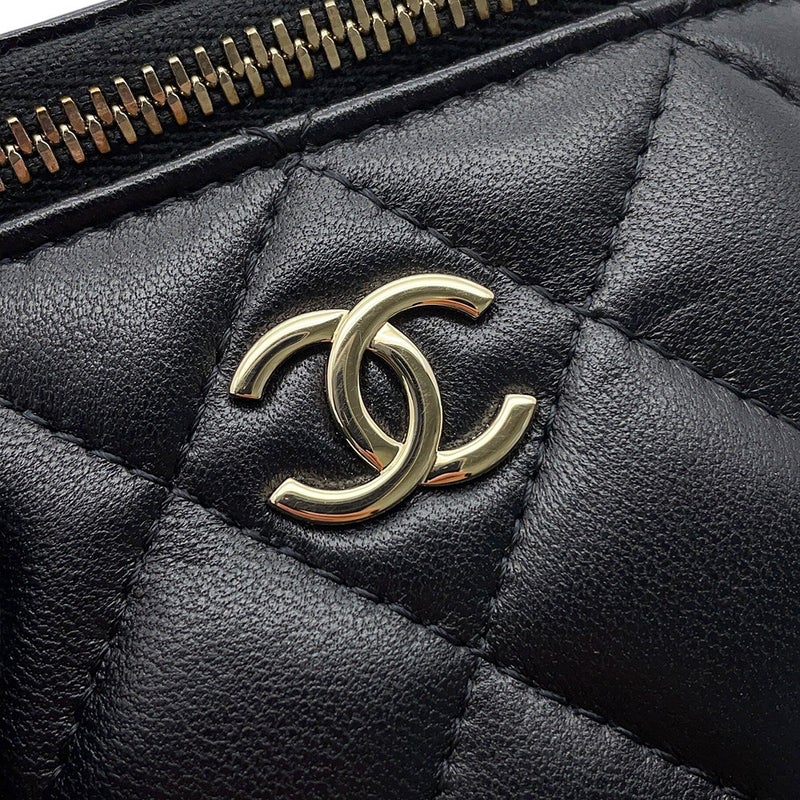 シャネル チェーンショルダーバッグ スモール バニティケース ラムスキン AP2198 CHANEL ポシェット ヴァニティ 黒