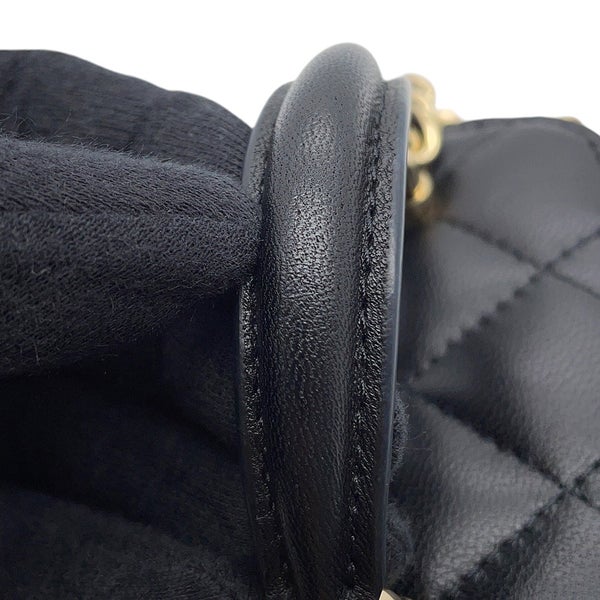 シャネル チェーンショルダーバッグ スモール バニティケース ラムスキン AP2198 CHANEL ポシェット ヴァニティ 黒