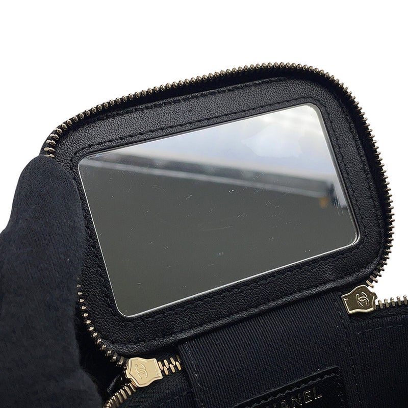 シャネル チェーンショルダーバッグ スモール バニティケース ラムスキン AP2198 CHANEL ポシェット ヴァニティ 黒