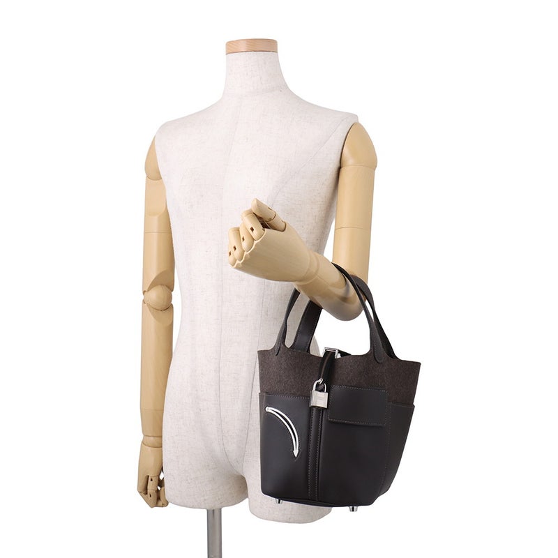 エルメス ハンドバッグ ピコタンロックPM ゴーチーム エベンヌ/シルバー金具 スイフト/フェルト W刻印