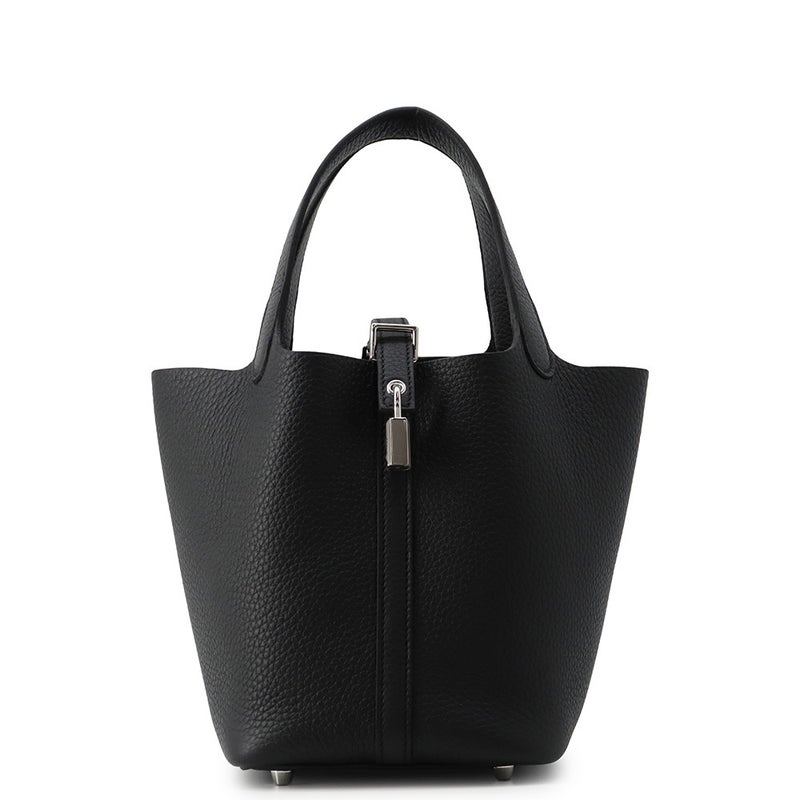 エルメス ハンドバッグ ピコタンロックPM ブラック/シルバー金具 トリヨンクレマンス G刻印 HERMES 黒