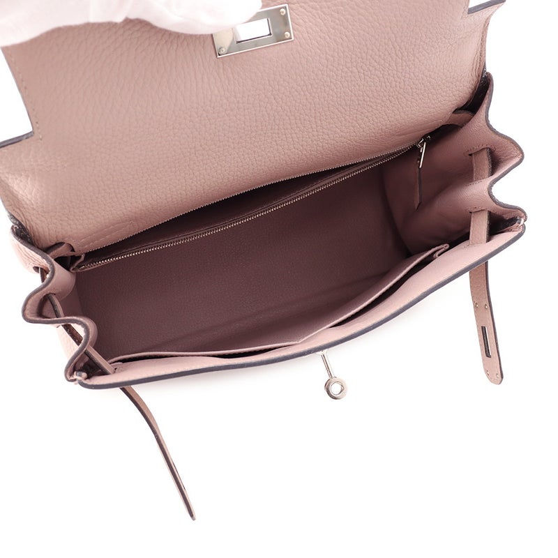 エルメス ハンドバッグ ケリー28 内縫い グリシーヌ/シルバー金具 トゴ X刻印 HERMES Kelly 2wayバッグ グリシン