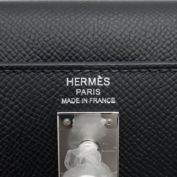 エルメス ハンドバッグ ケリー25 外縫い ブラック/シルバー金具 エプソン G刻印 HERMES Kelly 2wayバッグ 黒