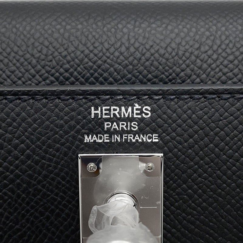 エルメス ハンドバッグ ケリー25 外縫い ブラック/シルバー金具 エプソン G刻印 HERMES Kelly 2wayバッグ 黒