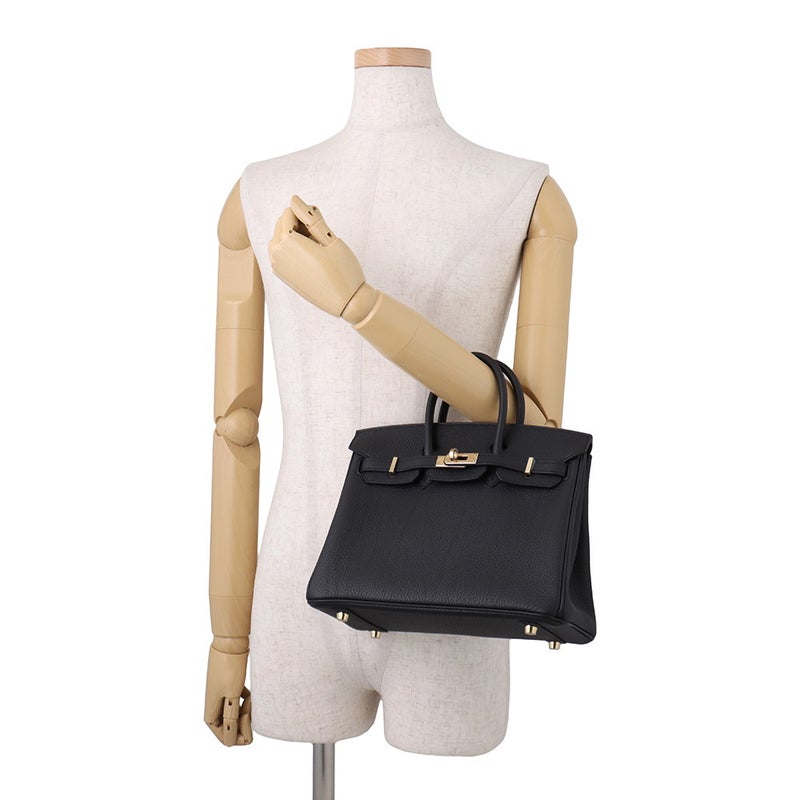 エルメス バーキン25 ブラック/シャンパンゴールド金具 トゴ K刻印 HERMES Birkin ハンドバッグ 黒