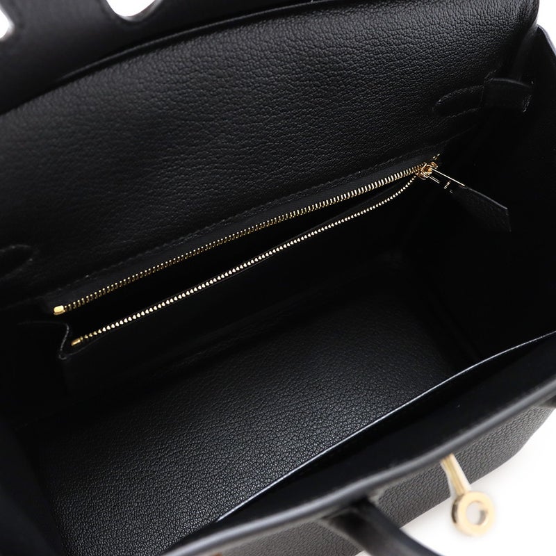 エルメス バーキン25 ブラック/シャンパンゴールド金具 トゴ K刻印 HERMES Birkin ハンドバッグ 黒