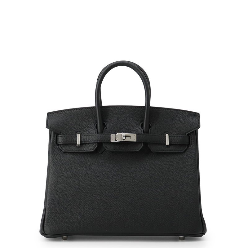 エルメス バーキン25 ブラック/シルバー金具 トゴ Y刻印 HERMES Birkin ハンドバッグ 黒
