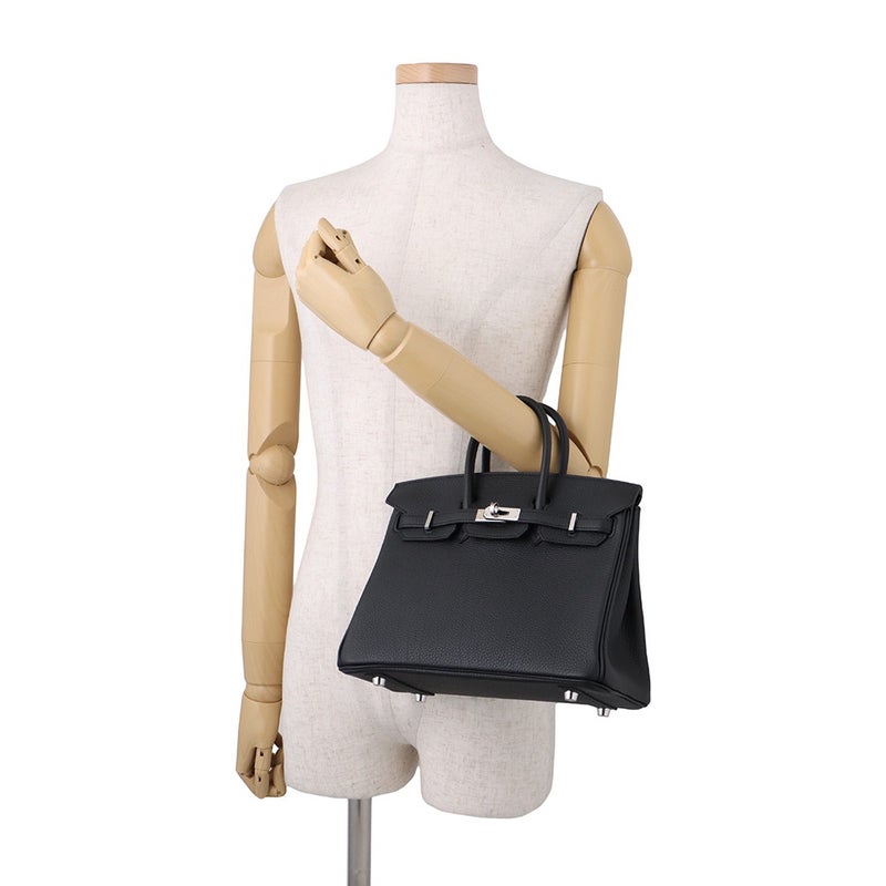 エルメス バーキン25 ブラック/シルバー金具 トゴ Y刻印 HERMES Birkin ハンドバッグ 黒