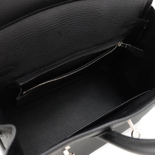 エルメス バーキン25 ブラック/シルバー金具 トゴ Y刻印 HERMES Birkin ハンドバッグ 黒