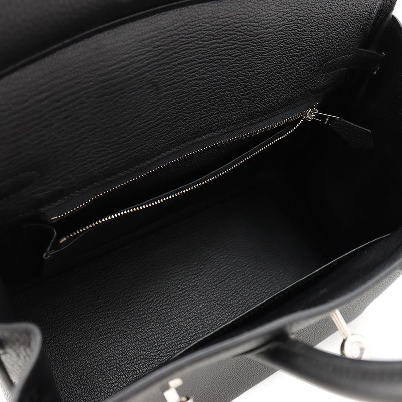 エルメス バーキン25 ブラック/シルバー金具 トゴ Y刻印 HERMES Birkin ハンドバッグ 黒