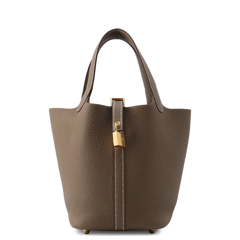 エルメス ハンドバッグ ピコタンロックPM エトゥープ/ゴールド金具 トリヨンクレマンス G刻印 HERMES