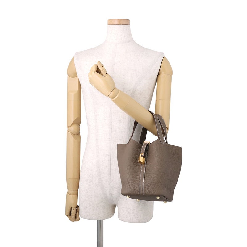 エルメス ハンドバッグ ピコタンロックPM エトゥープ/ゴールド金具 トリヨンクレマンス G刻印 HERMES