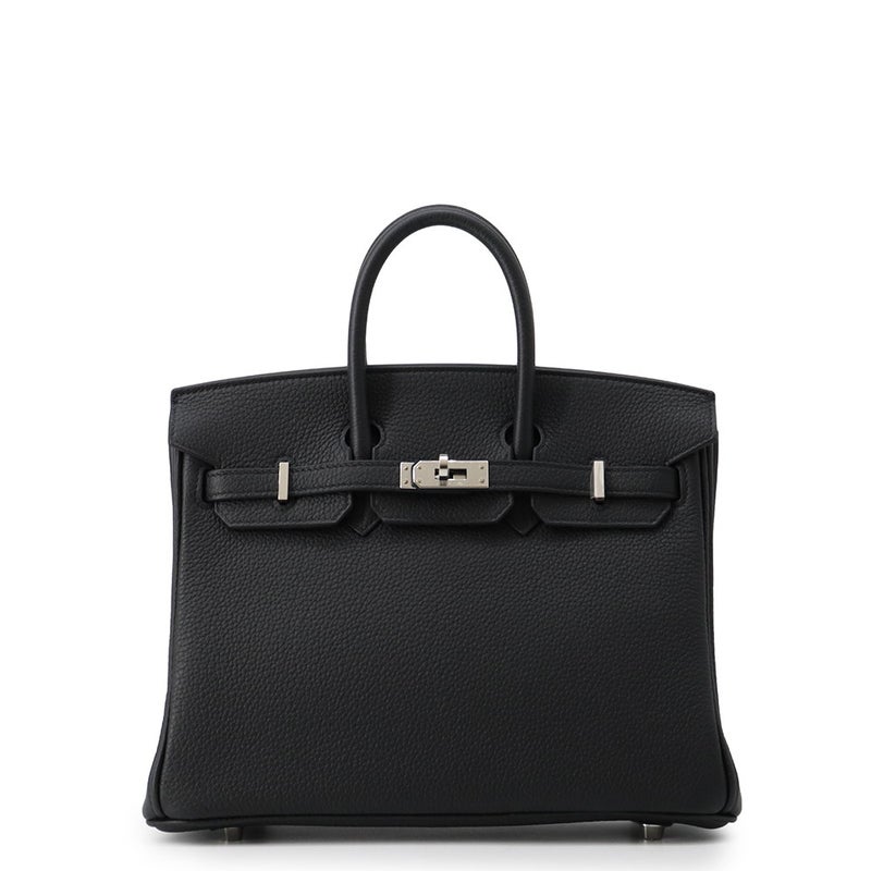 エルメス バーキン25 ブラック/シルバー金具 トゴ K刻印 HERMES Birkin ハンドバッグ 黒