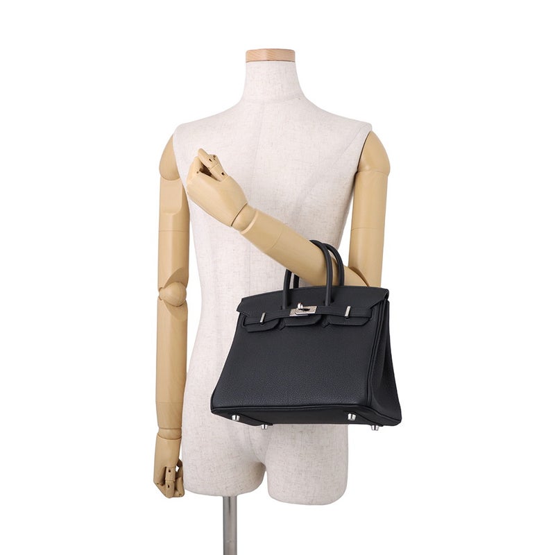 エルメス バーキン25 ブラック/シルバー金具 トゴ K刻印 HERMES Birkin ハンドバッグ 黒