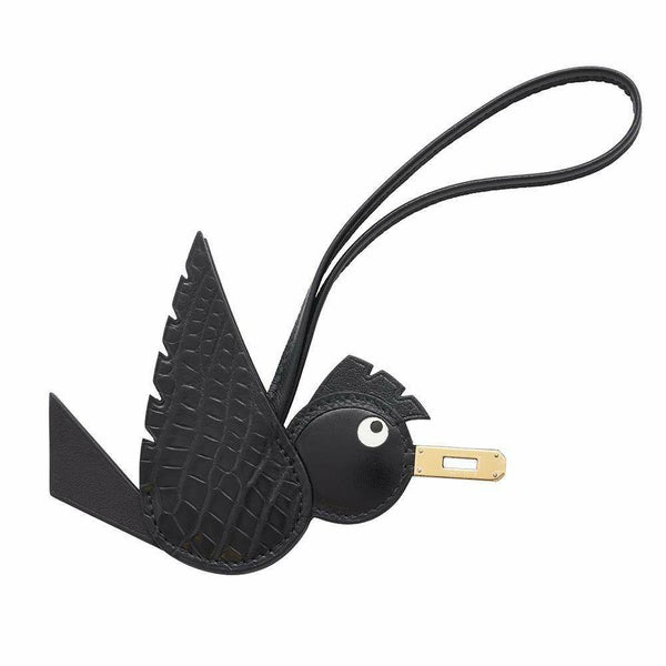 エルメス チャーム バーディ ブラック/ゴールド金具 アリゲーターマット/スイフト/シェーブルミゾル/トゴ/タデラクト B刻印 黒