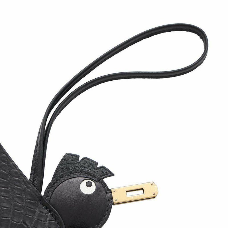 エルメス チャーム バーディ ブラック/ゴールド金具 アリゲーターマット/スイフト/シェーブルミゾル/トゴ/タデラクト B刻印 黒