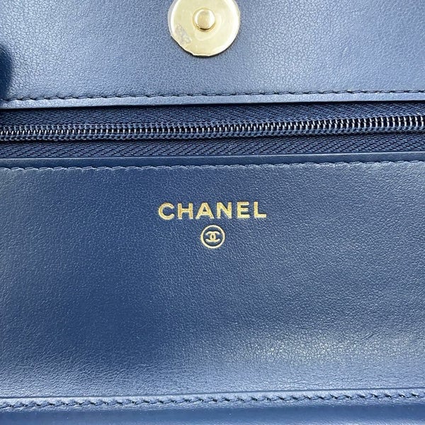 シャネル チェーンウォレット マトラッセ ココマーク デニム A33814 CHANEL 財布
