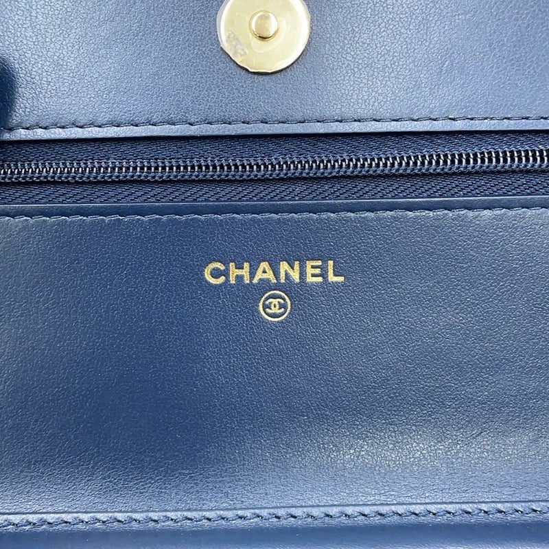シャネル チェーンウォレット マトラッセ ココマーク デニム A33814 CHANEL 財布