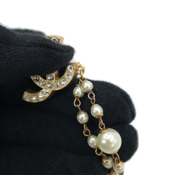 シャネル ブローチ ココマーク ラインストーン フェイクパール 2連ブローチ 01 P CHANEL アクセサリー