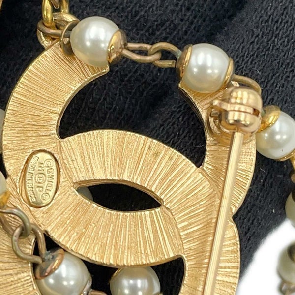 シャネル ブローチ ココマーク ラインストーン フェイクパール 2連ブローチ 01 P CHANEL アクセサリー
